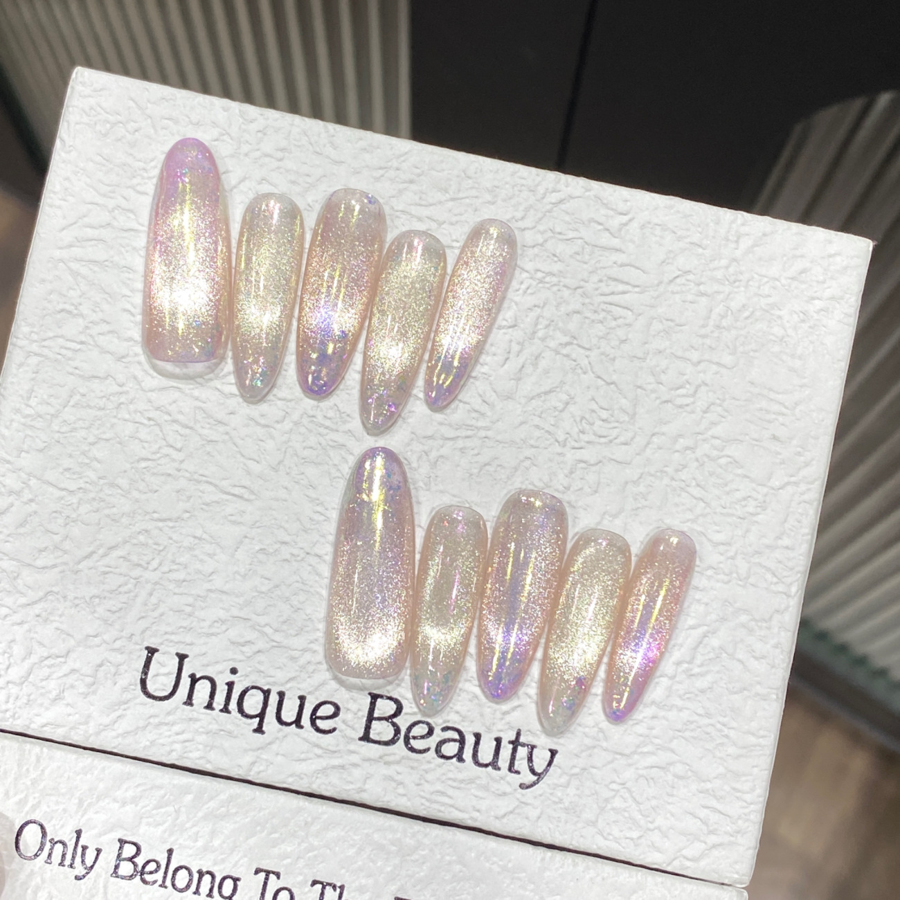 Nail Art Xs - 10pcs Glossy Gradient Cat-Eye Handmade Nails