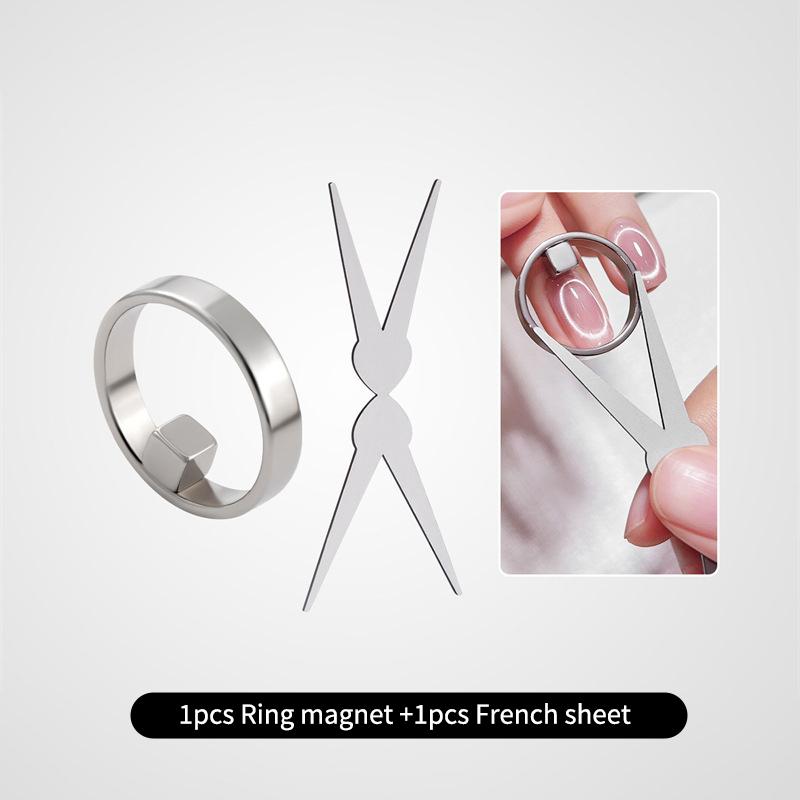 Nail Gel Polish Set - Ring Magnet Hollow Cat Eye Oval