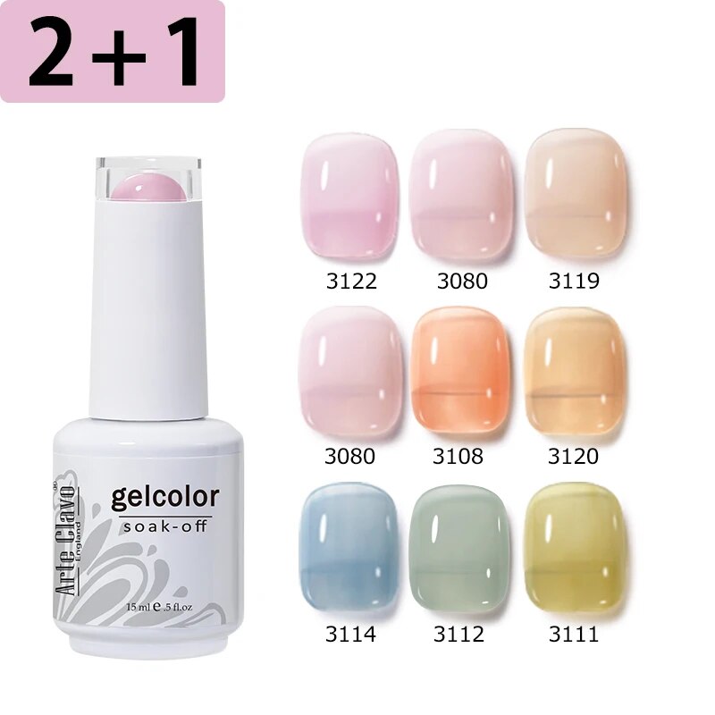 Nail Art Natural Pink - Arte Clavo 3pcs/Set Jelly Gel Polish