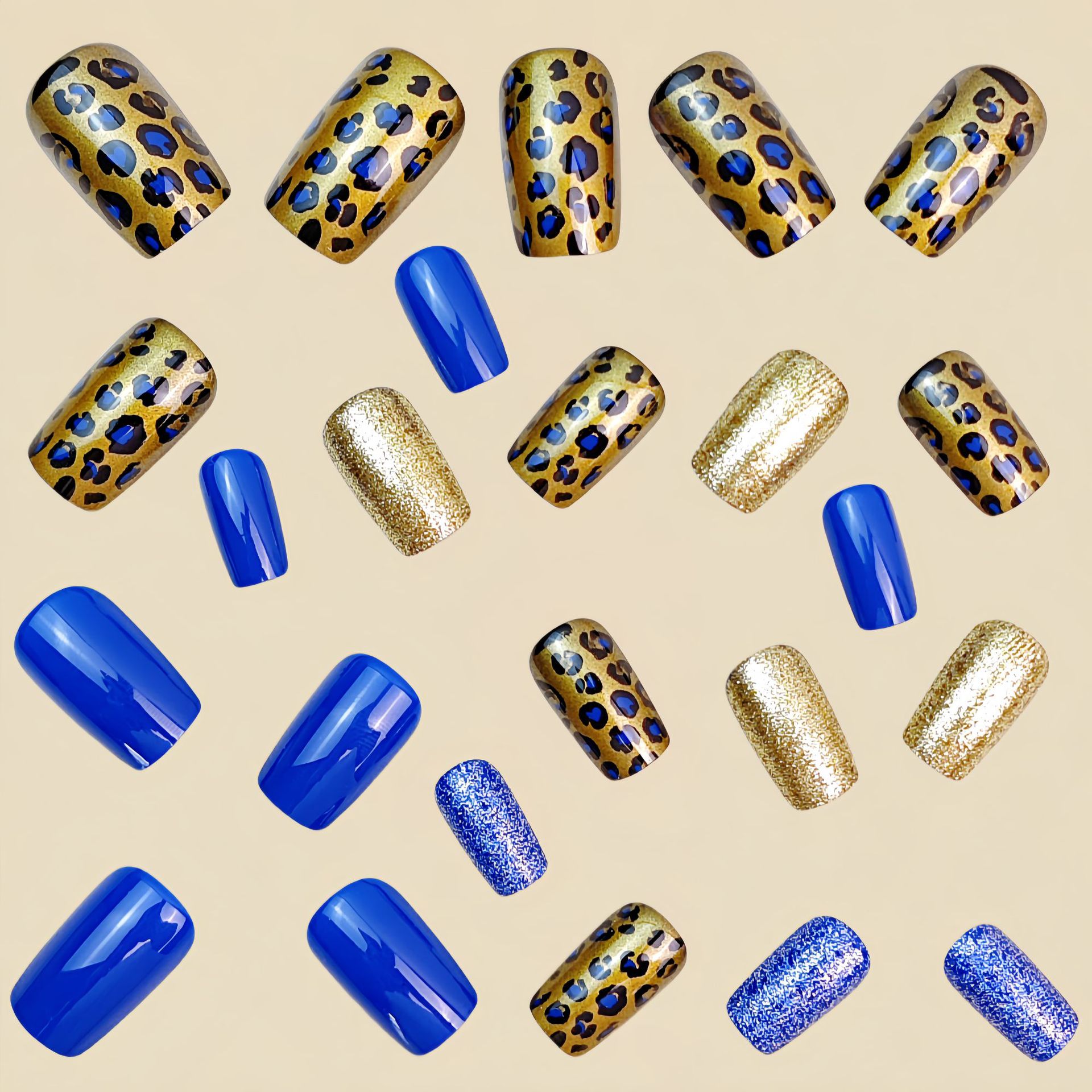 Nail Art Gliter - Medium Almond Press On Nails Royal