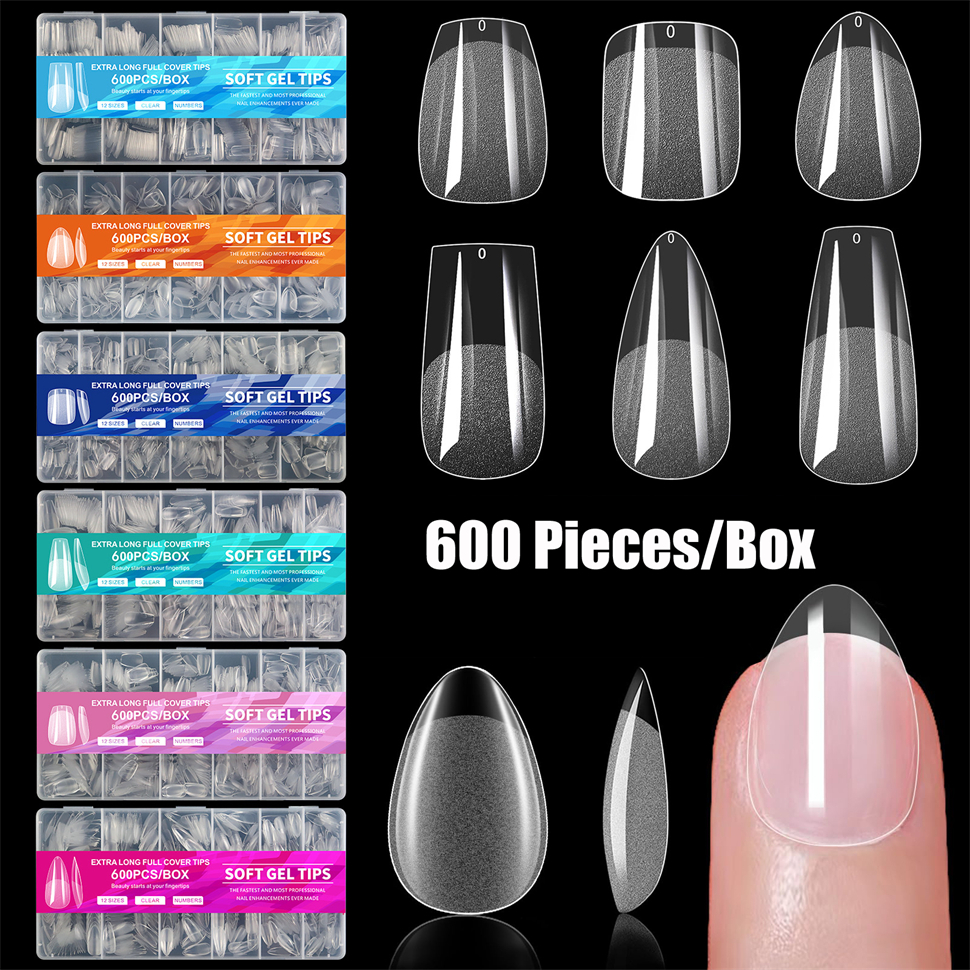 Nail Art Xs - 600 PCS Soft Gel X Nail