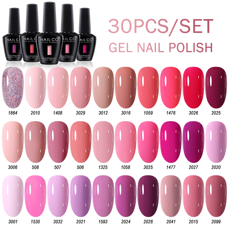 Nail Art Natural Pink - NAILCO 30pcs/Set Gel Nail Polishes 15ml