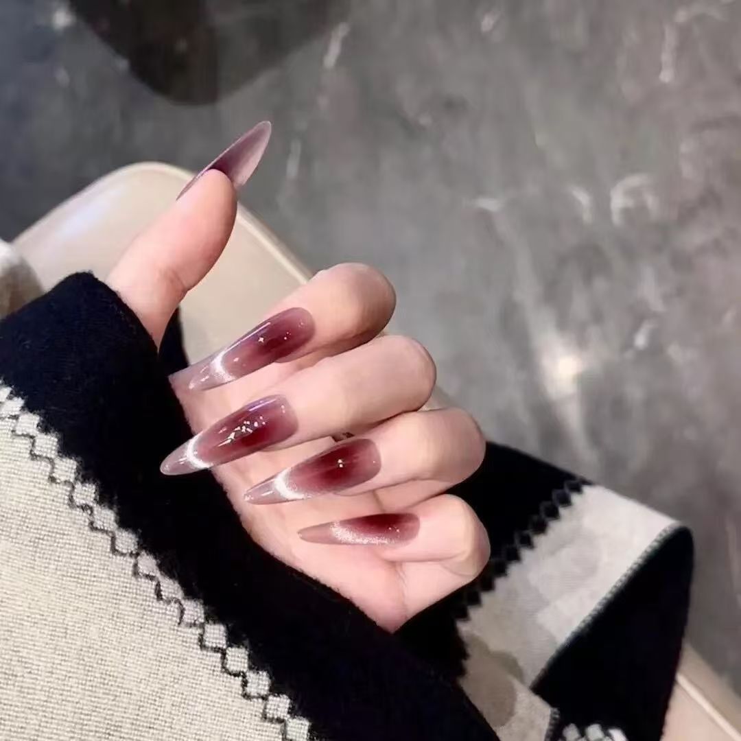 10pcs Long Almond-Shaped Wine  - Nail Art Xs reseña y precio