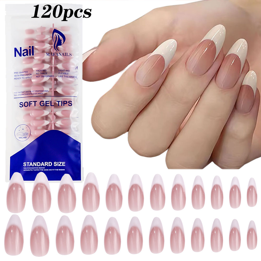 120pcs Pink Medium Almond Fren - Nail Art Pink reseña y precio