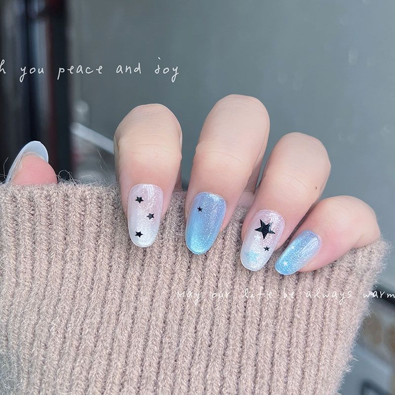 10pcs Short Round Press On Nai - Nail Art Gliter reseña y precio