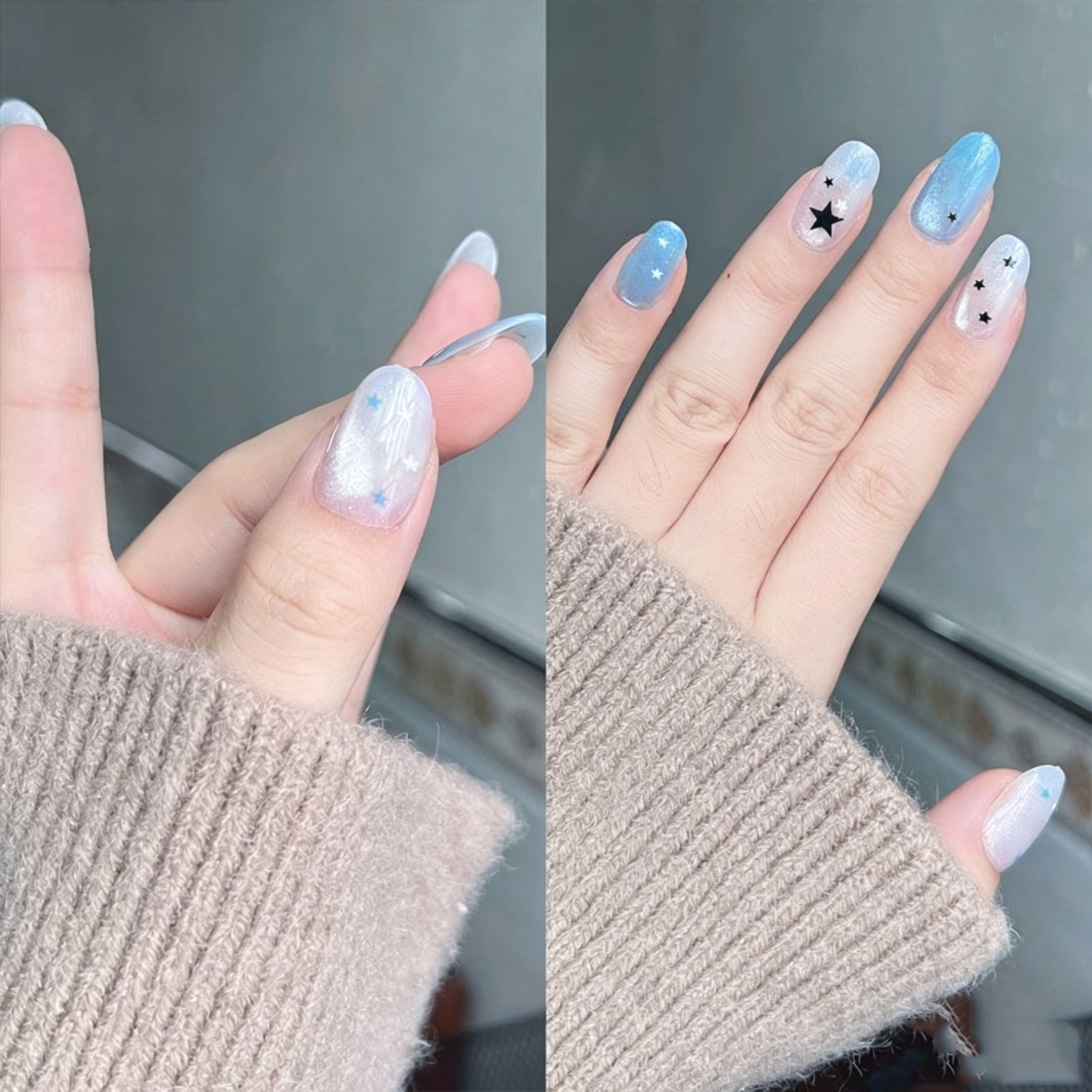10pcs Short Round Press On Nai - Nail Art Gliter reseña y precio