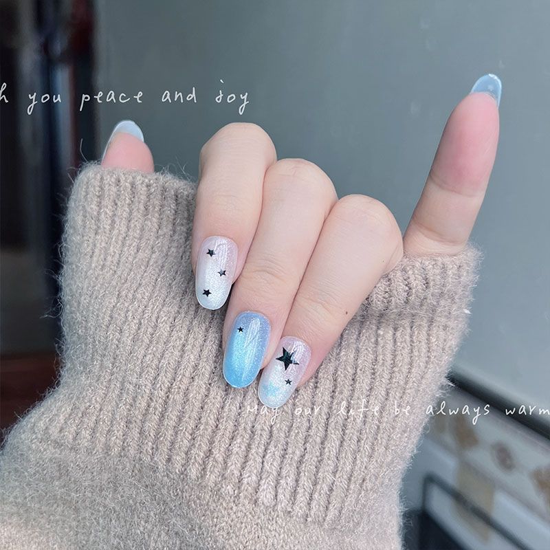 10pcs Short Round Press On Nai - Nail Art Gliter reseña y precio