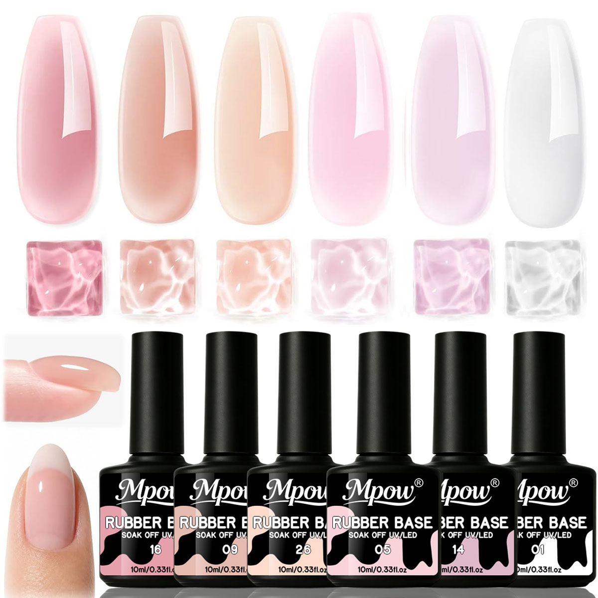 Mpow 1/6pcs 10ml Rubber Base G - Nail Art Natural Pink reseña y precio