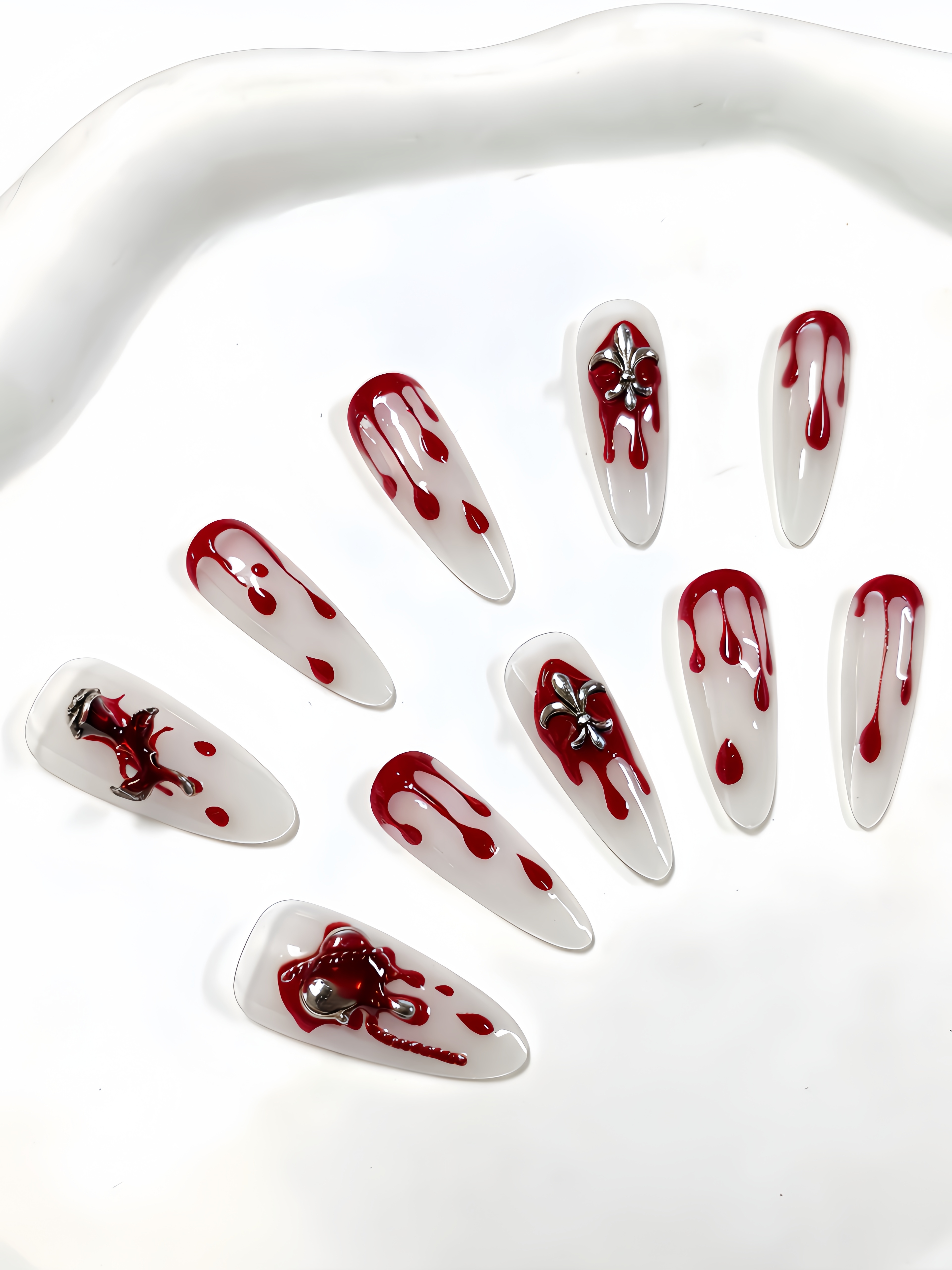 10 Long Waterdrop-Shaped Press - Nail Art Gothic reseña y precio