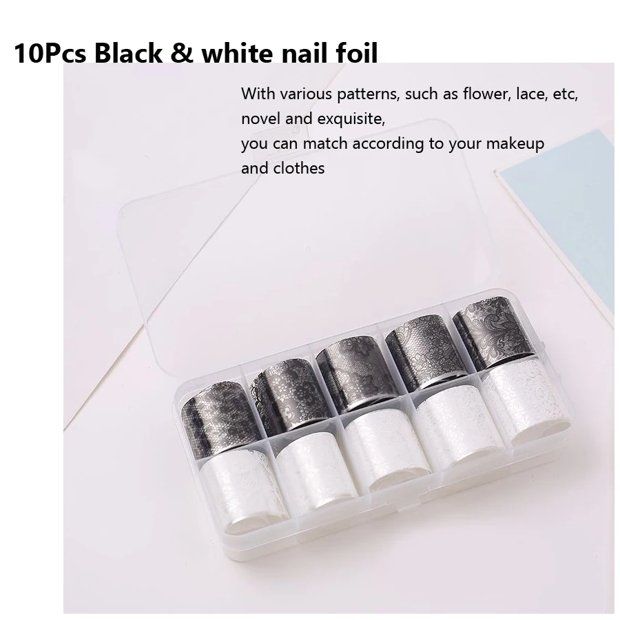 10 Rolls 2.5*60cm New Black Wh - Nail Art Gothic reseña y precio