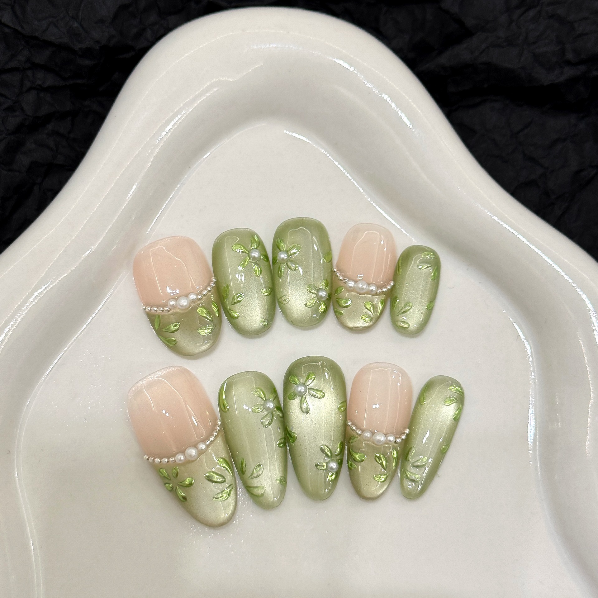 10pcs Handmade Press on Nails  - Nail Art Gliter reseña y precio