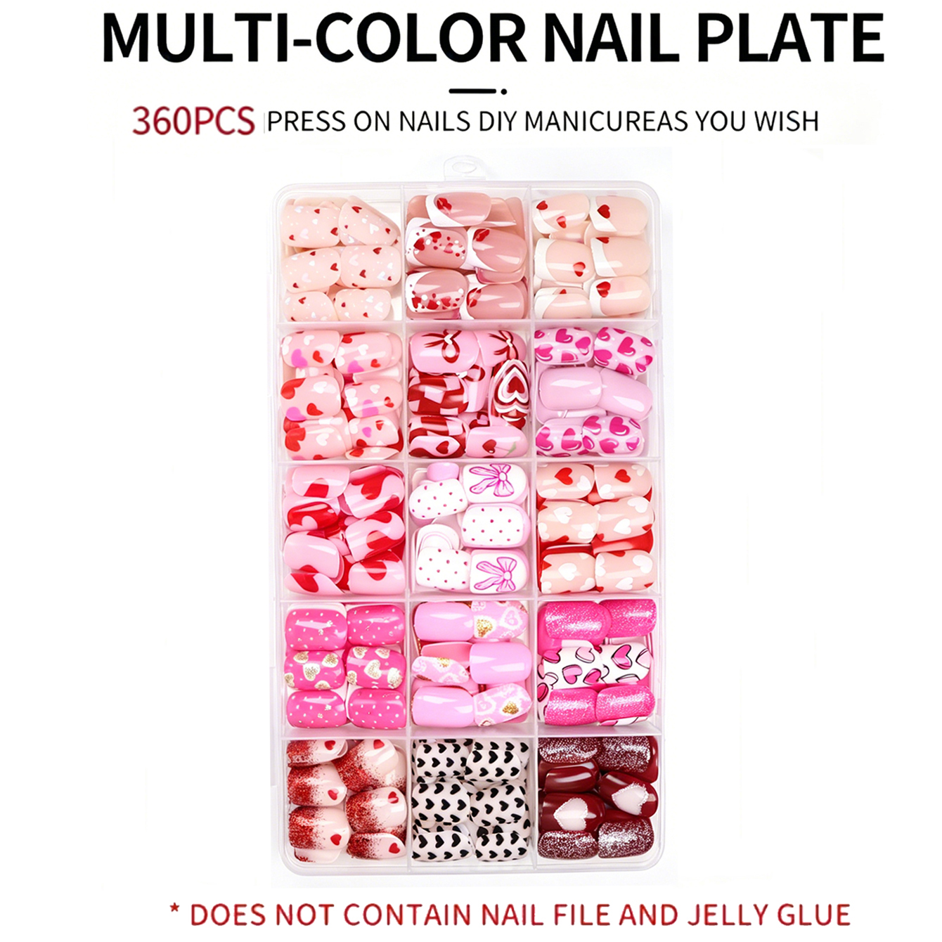 360PCS Short Square Press On N - Nail Art Gliter reseña y precio