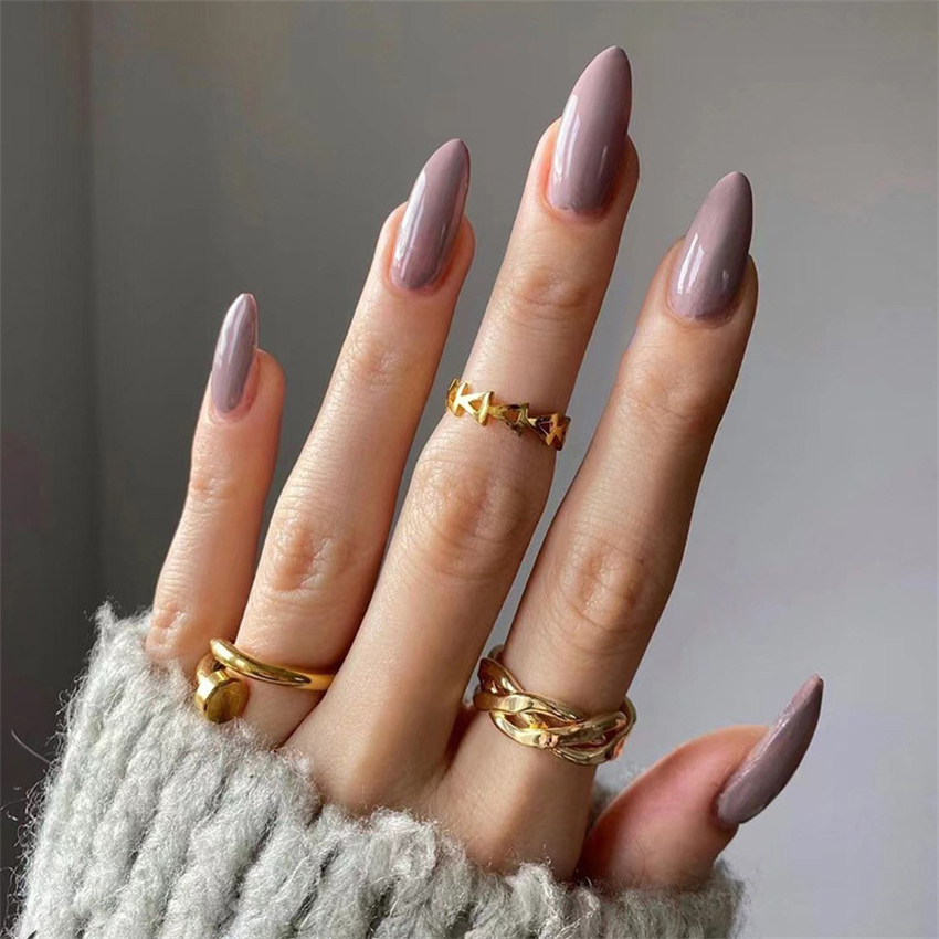 24Pcs/Set Medium Long Solid Co - Nail Art Full Color reseña y precio