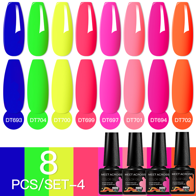 MEET ACROSS 8Pcs/Set Fuorescen - Nail Art Full Color reseña y precio