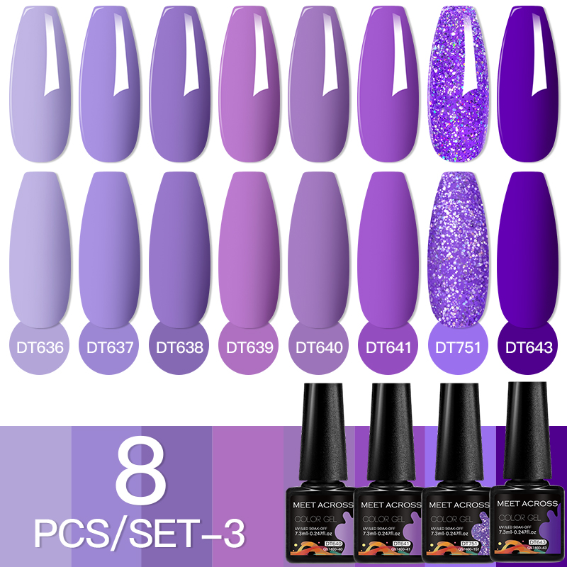 MEET ACROSS 8Pcs/Set Fuorescen - Nail Art Full Color reseña y precio