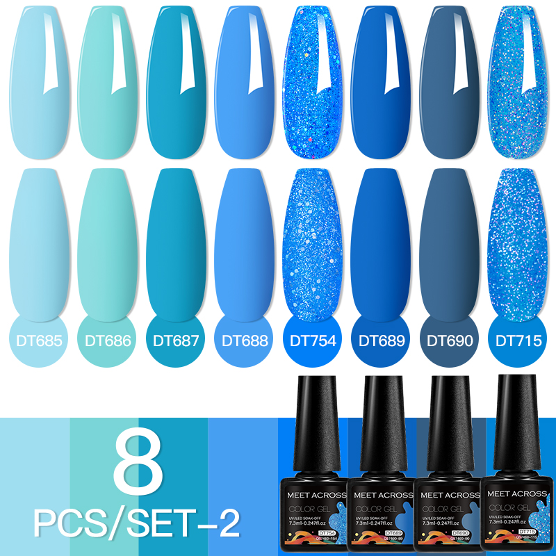 MEET ACROSS 8Pcs/Set Fuorescen - Nail Art Full Color reseña y precio