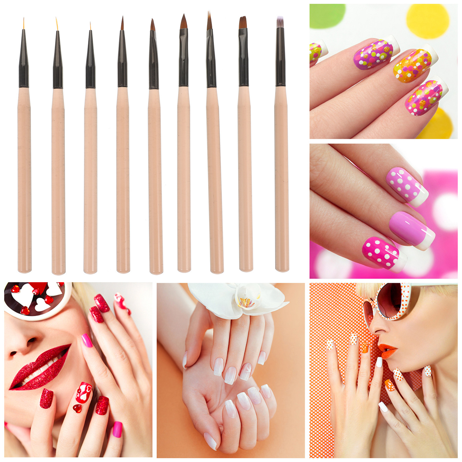 9Pcs Nail Art Liner Pens Set P - Nail Gel Polish Set reseña y precio