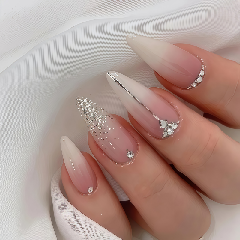 24PCS Long French Almond Press - Nail Art Pink reseña y precio