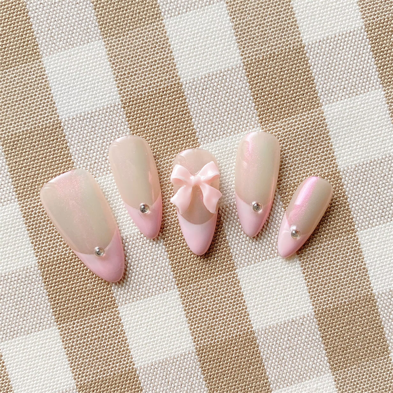 10PCS Pink Handmade Press on N - Nail Art Xs reseña y precio