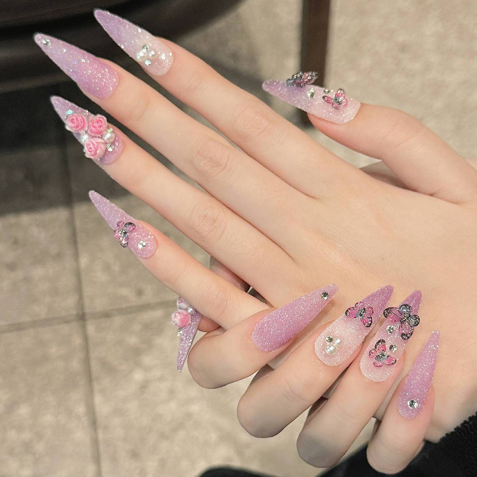 10pcs Long Stiletto Handmade F - Nail Art Gliter reseña y precio