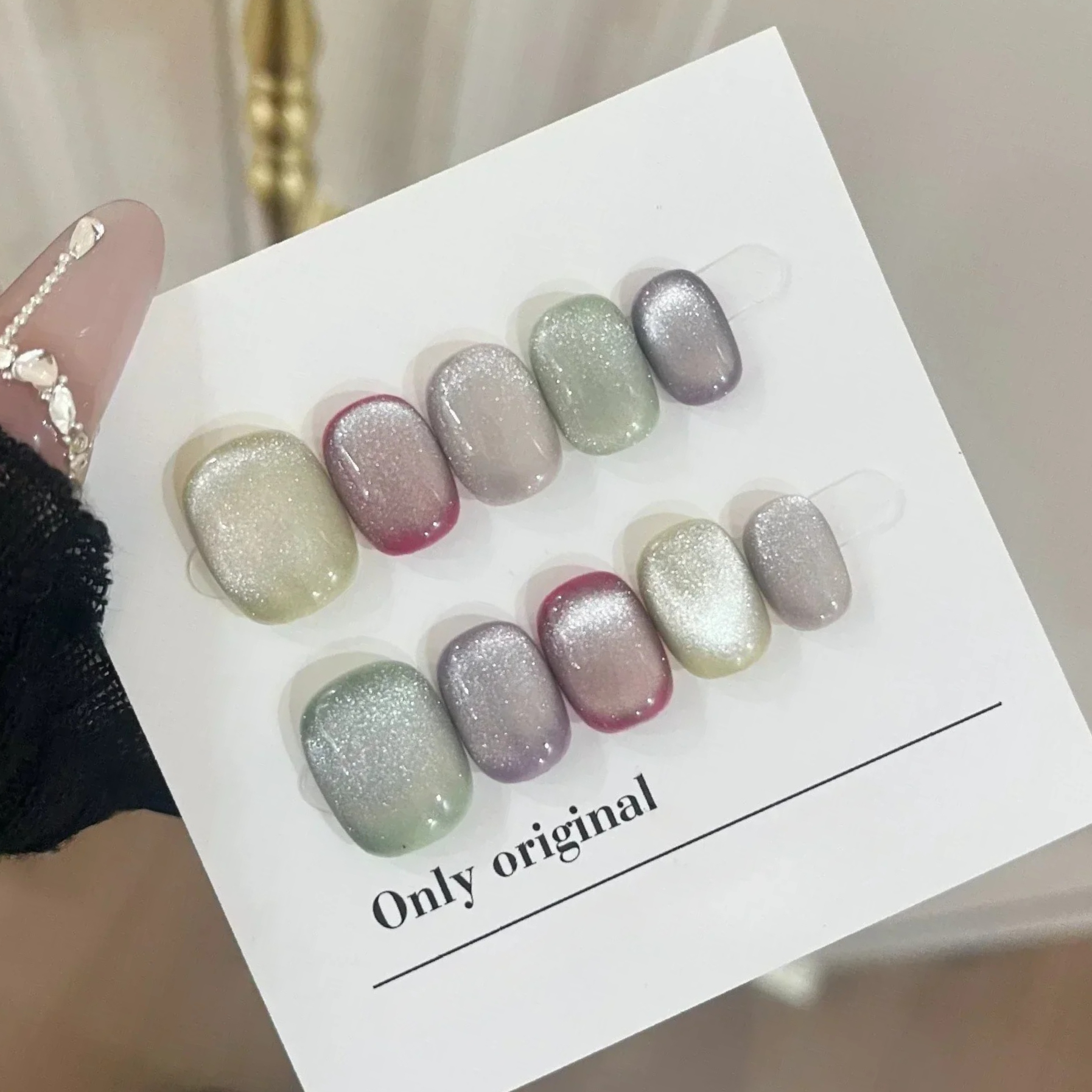 10Pcs Short Handmade Press On  - Nail Art Pink reseña y precio