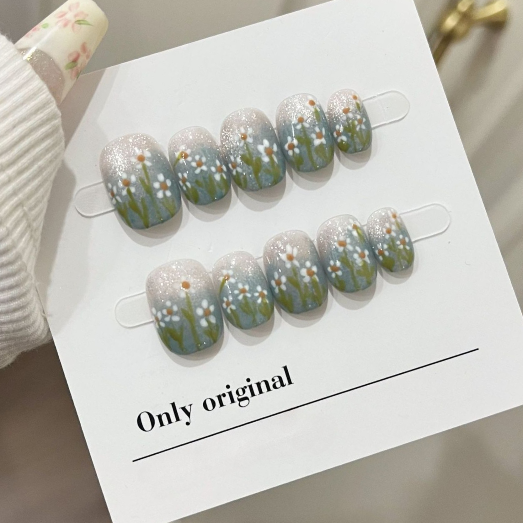10Pcs Short Handmade Press On  - Nail Art Pink reseña y precio