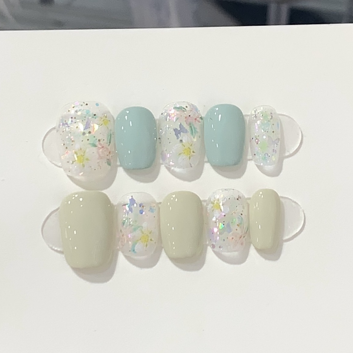 10Pcs Short Handmade Press On  - Nail Art Pink reseña y precio