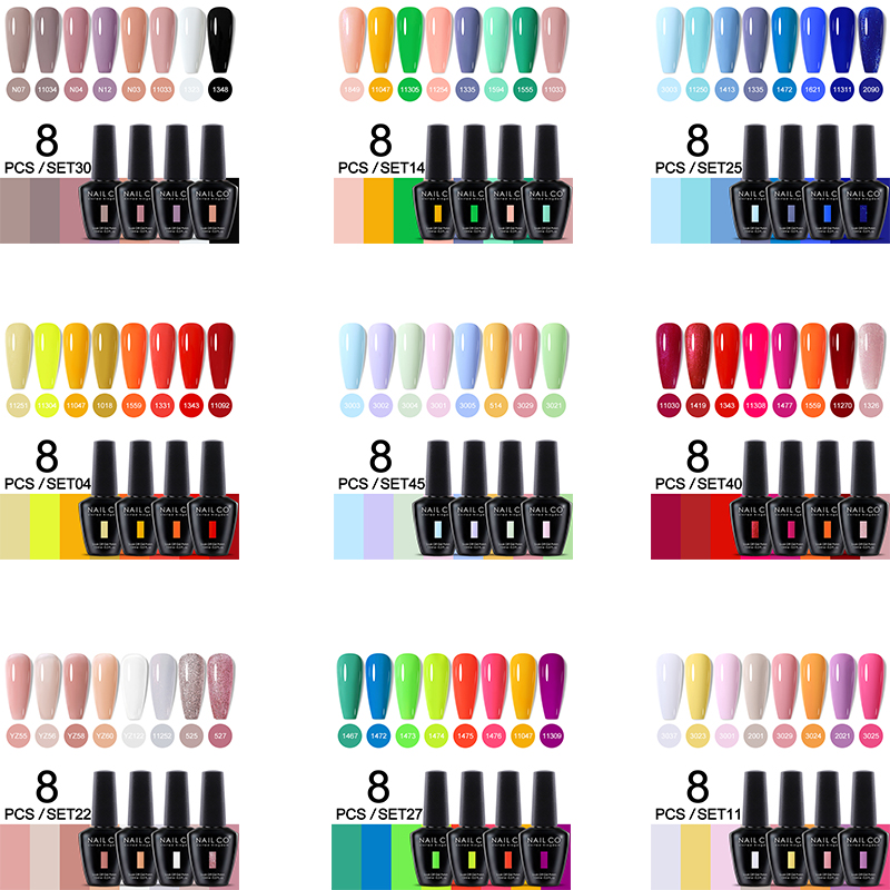 NAILCO 8Pcs/Set 15ML Gel DIY N - Nail Art Full Color reseña y precio