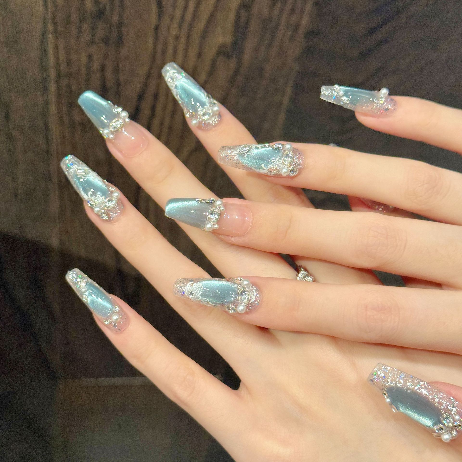 10pcs Handmade Press On Nails  - Nail Art Gliter reseña y precio