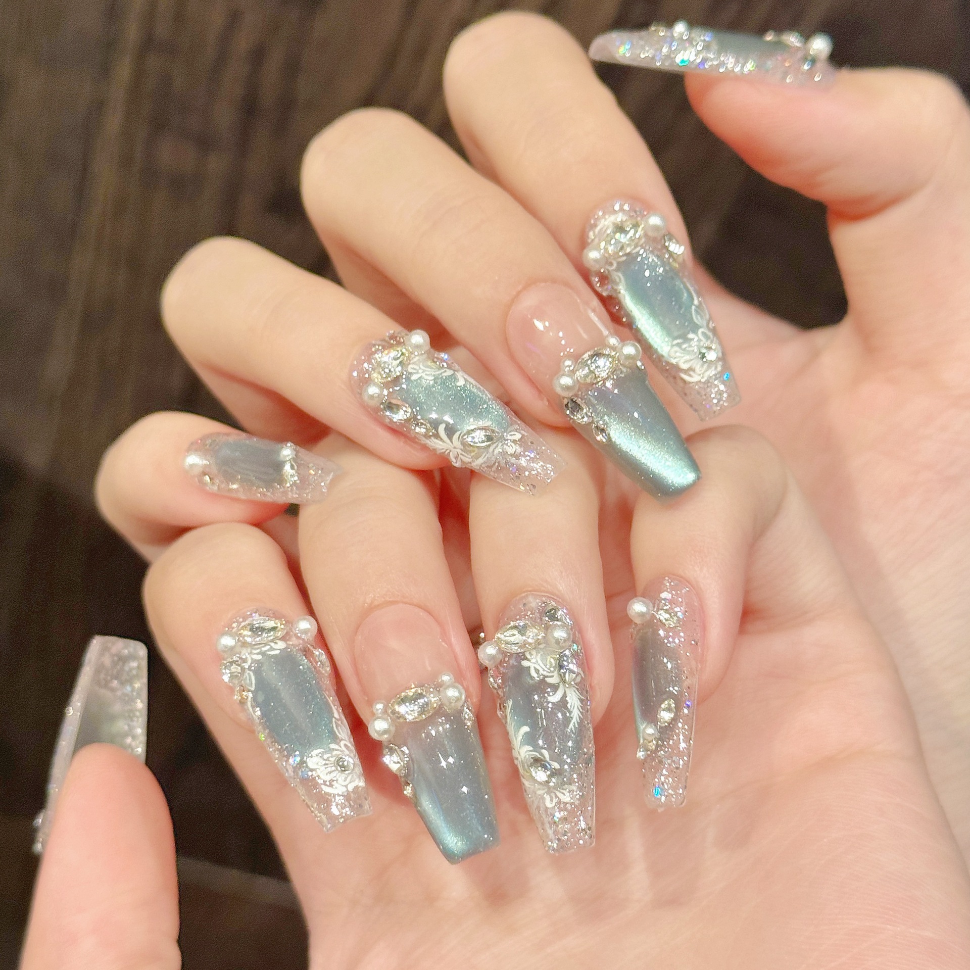 10pcs Handmade Press On Nails  - Nail Art Gliter reseña y precio