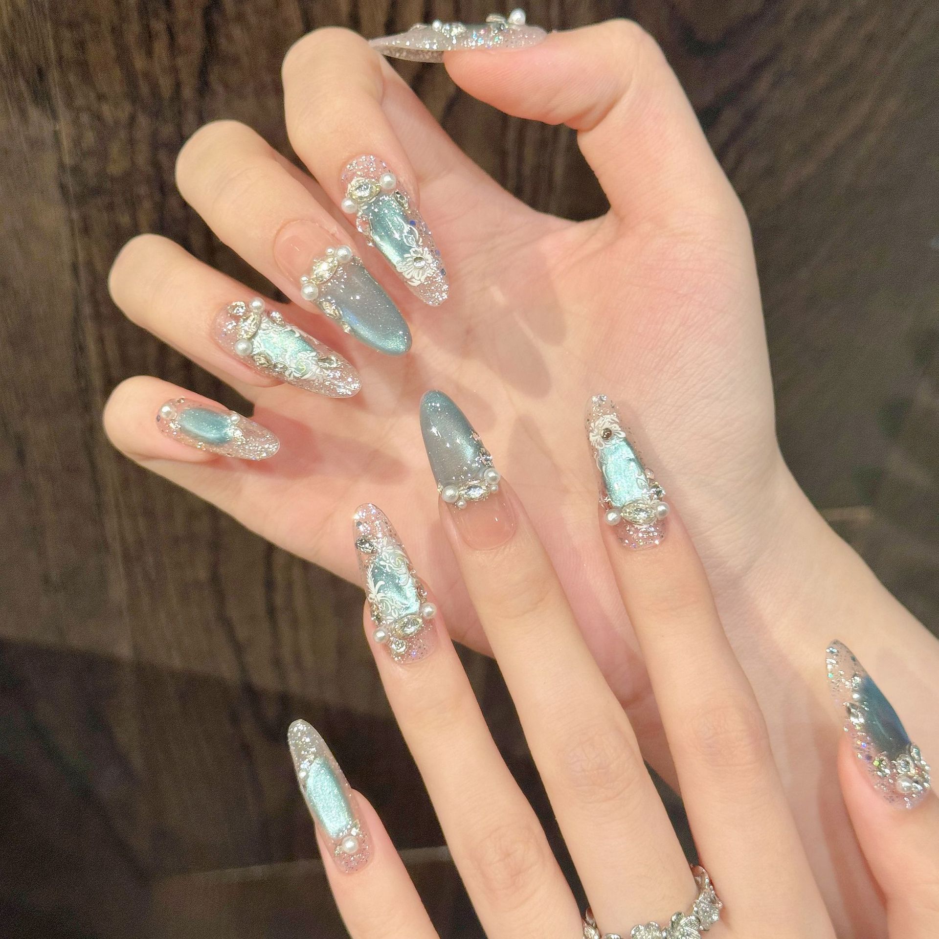 10pcs Handmade Press On Nails  - Nail Art Gliter reseña y precio
