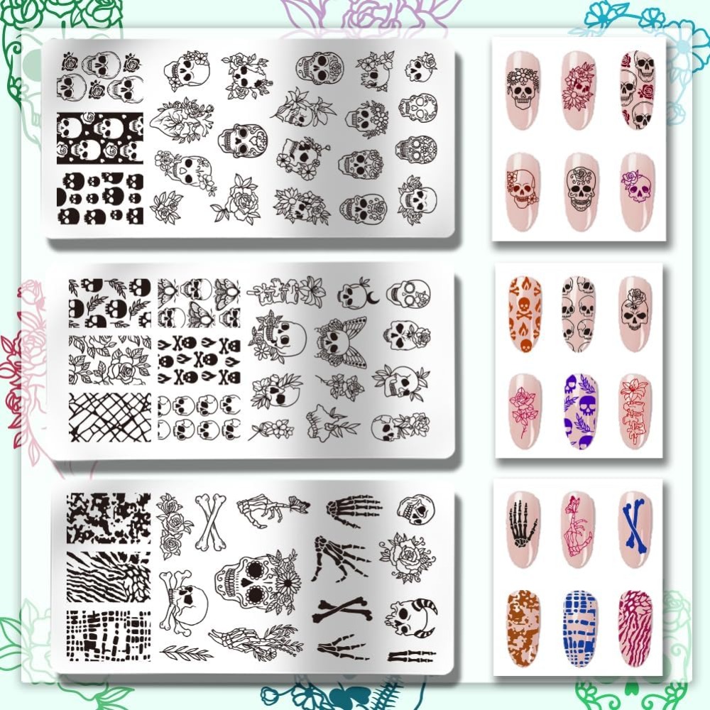 3pcs Gothic Skull Nail Stamper - Nail Art Gothic reseña y precio