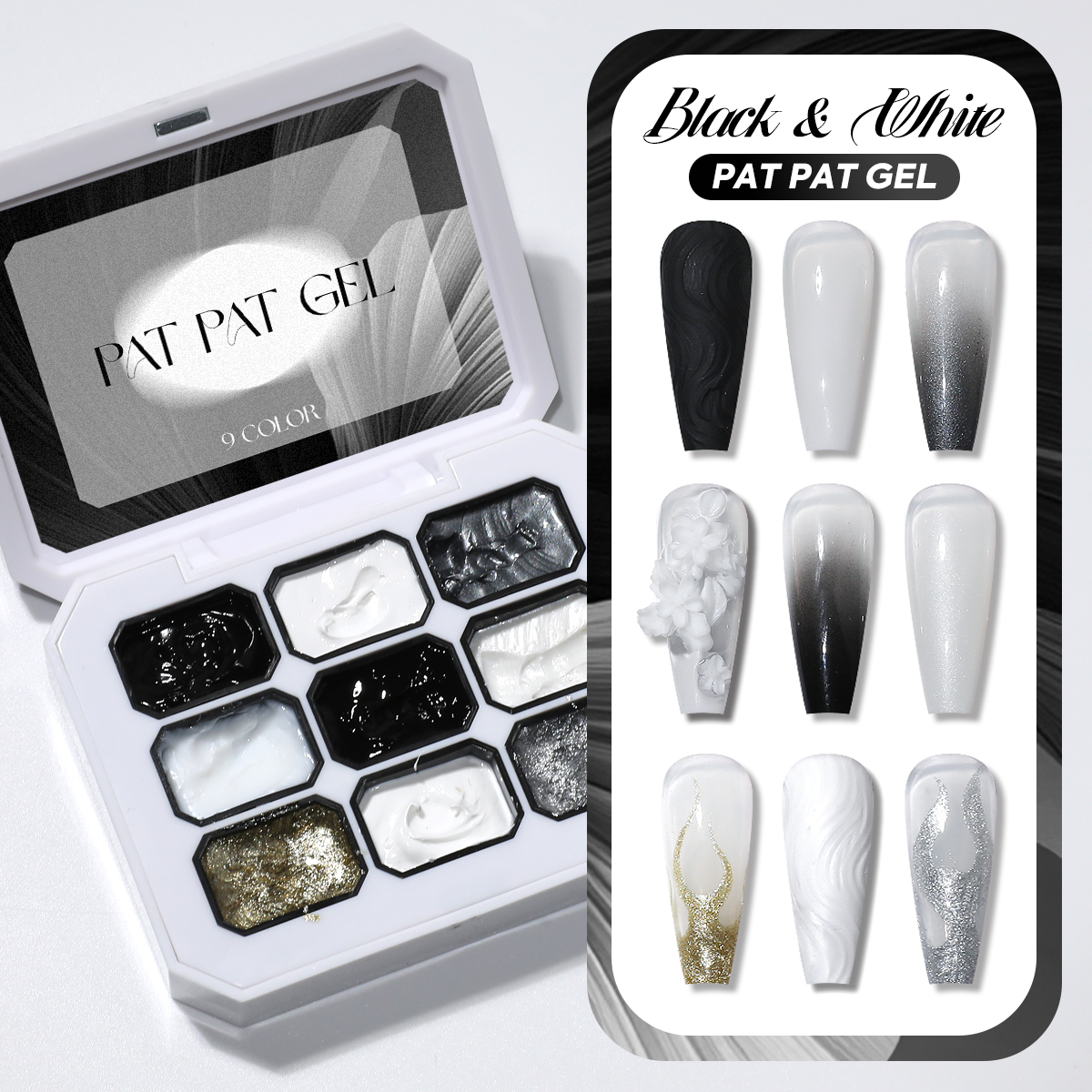 1 Set of Black and White Solid - Nail Gel Polish Set reseña y precio