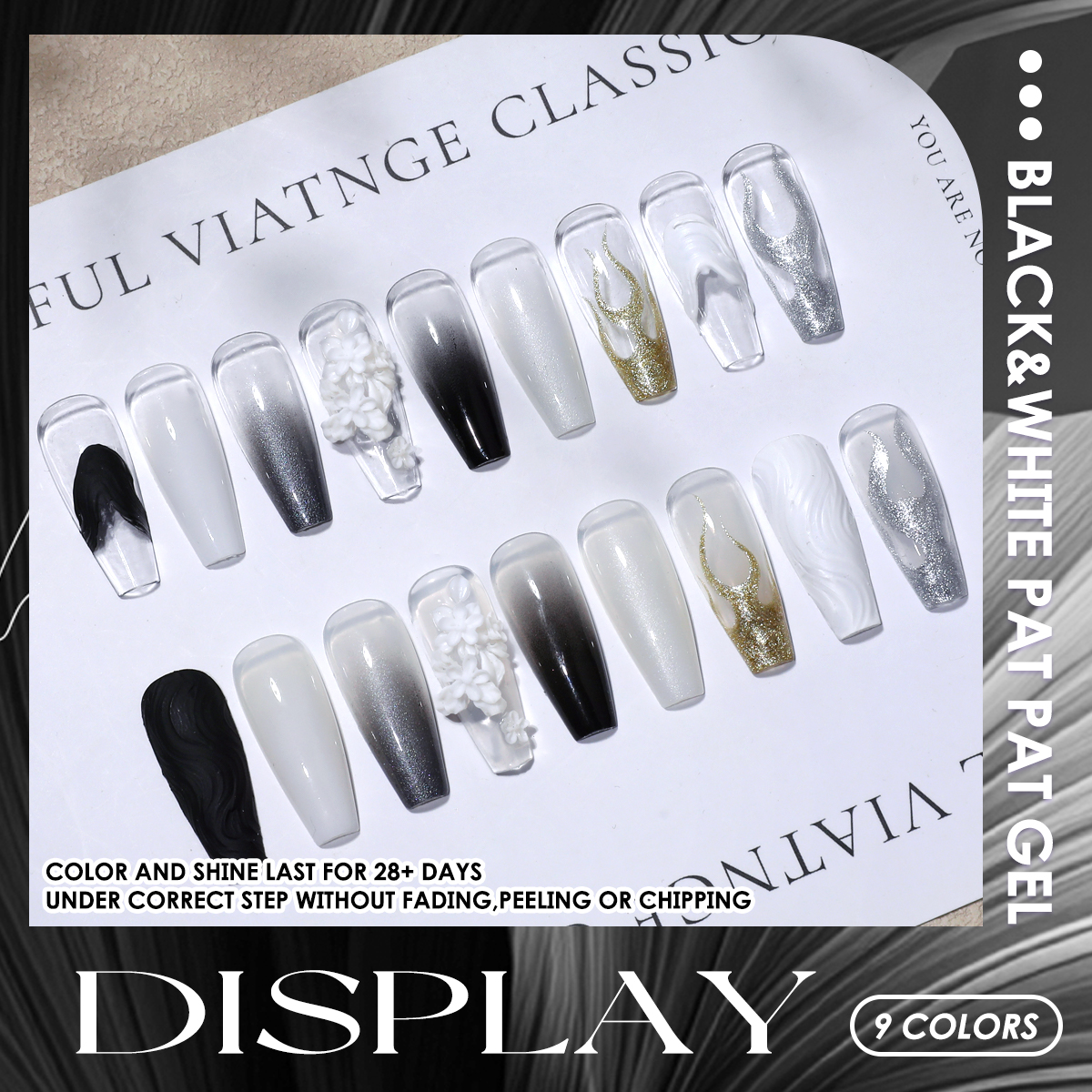 1 Set of Black and White Solid - Nail Gel Polish Set reseña y precio