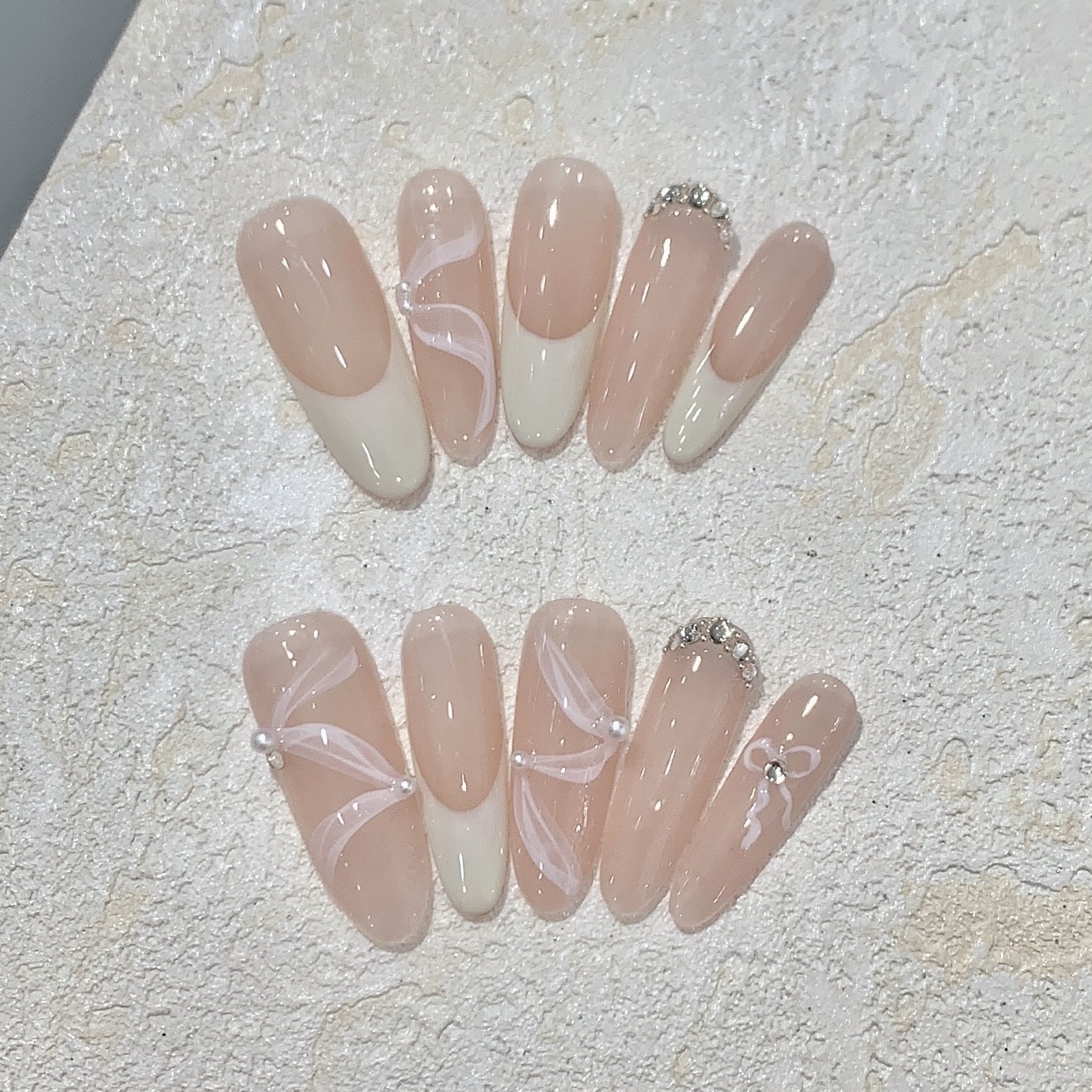 10Pcs Handmade Press on Nails  - Nail Art Pink reseña y precio