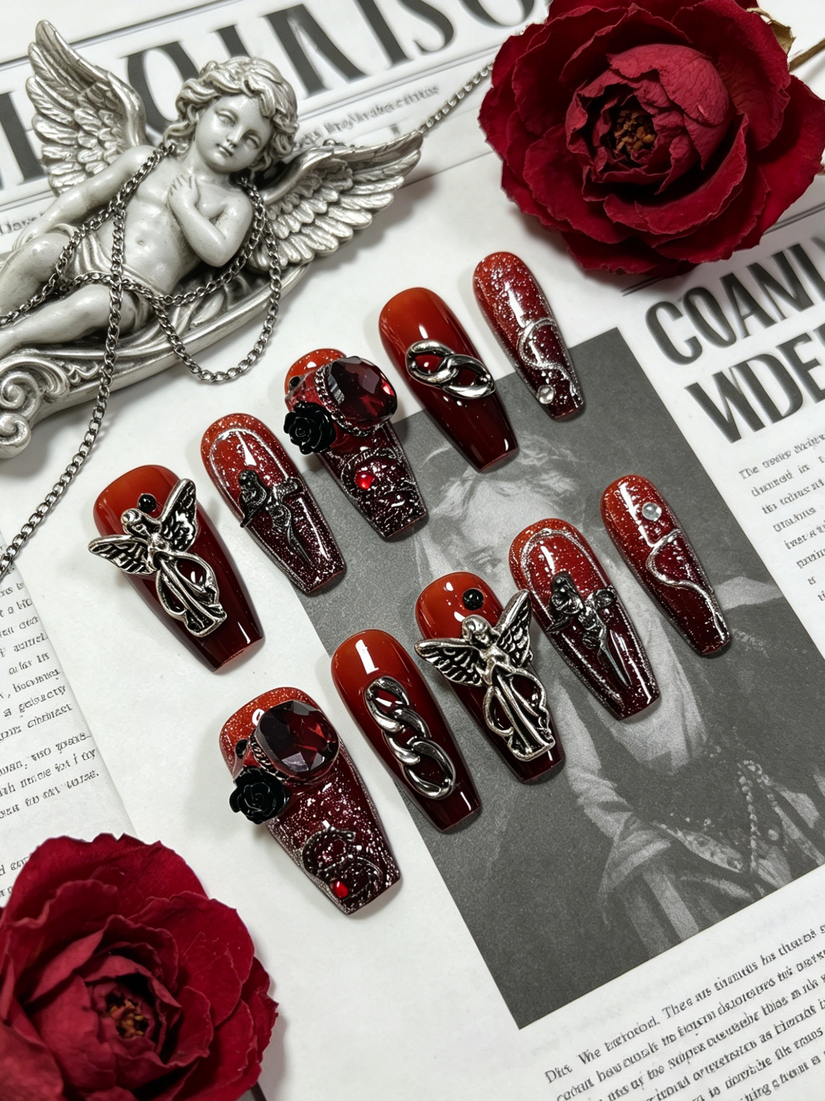 10 Medium-Sized Trapezoidal Pr - Nail Art Gothic reseña y precio