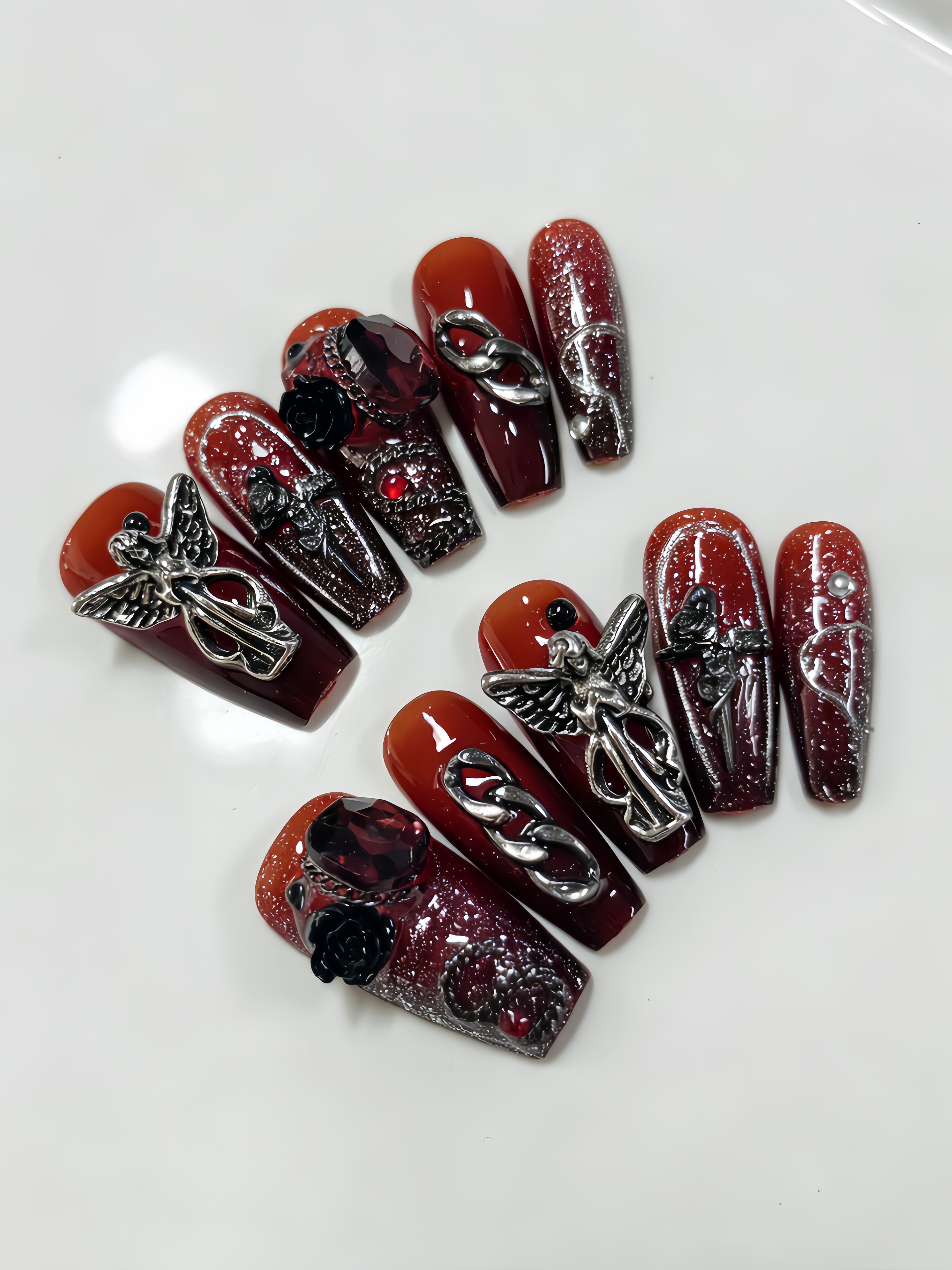 10 Medium-Sized Trapezoidal Pr - Nail Art Gothic reseña y precio