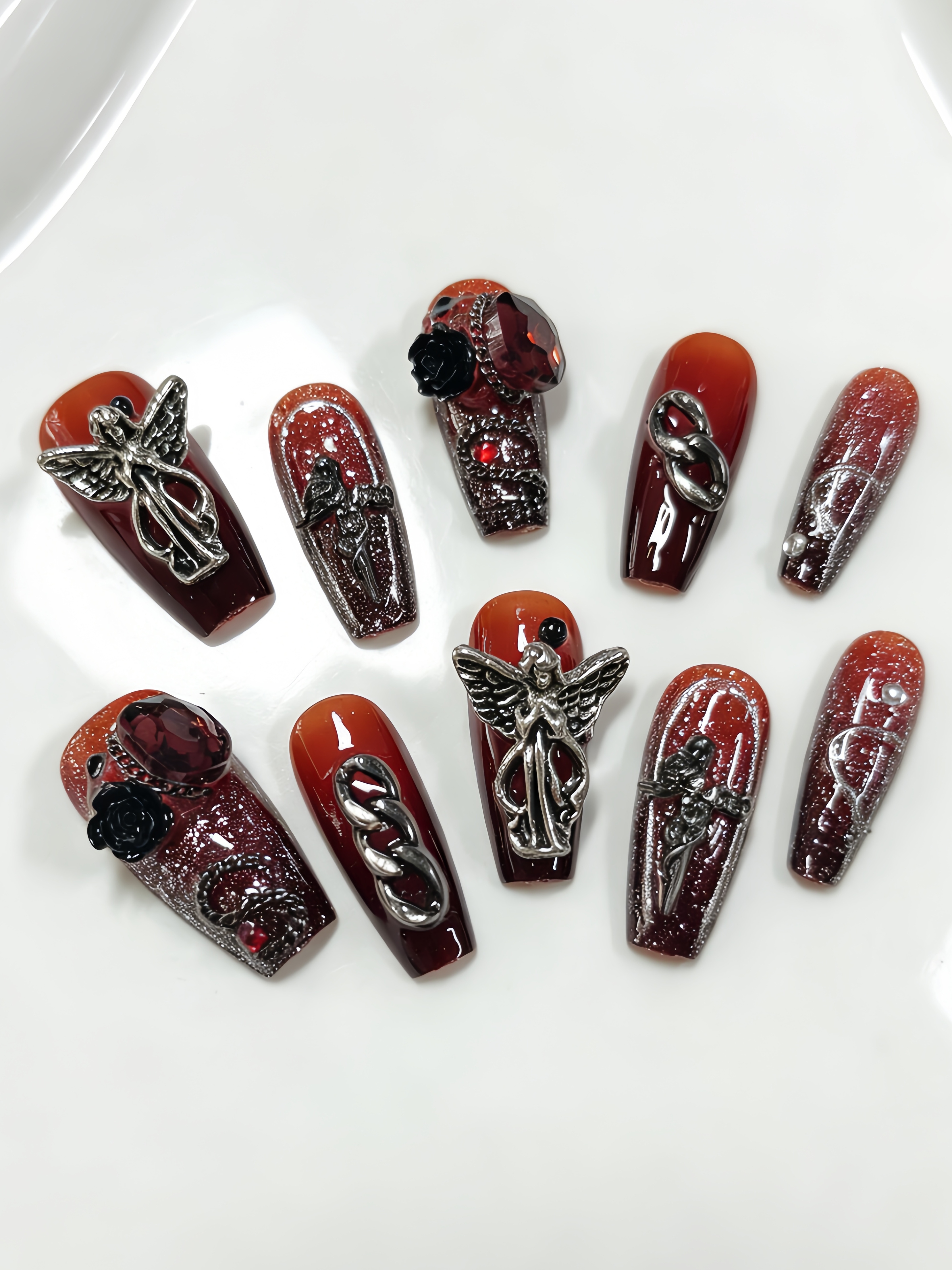 10 Medium-Sized Trapezoidal Pr - Nail Art Gothic reseña y precio