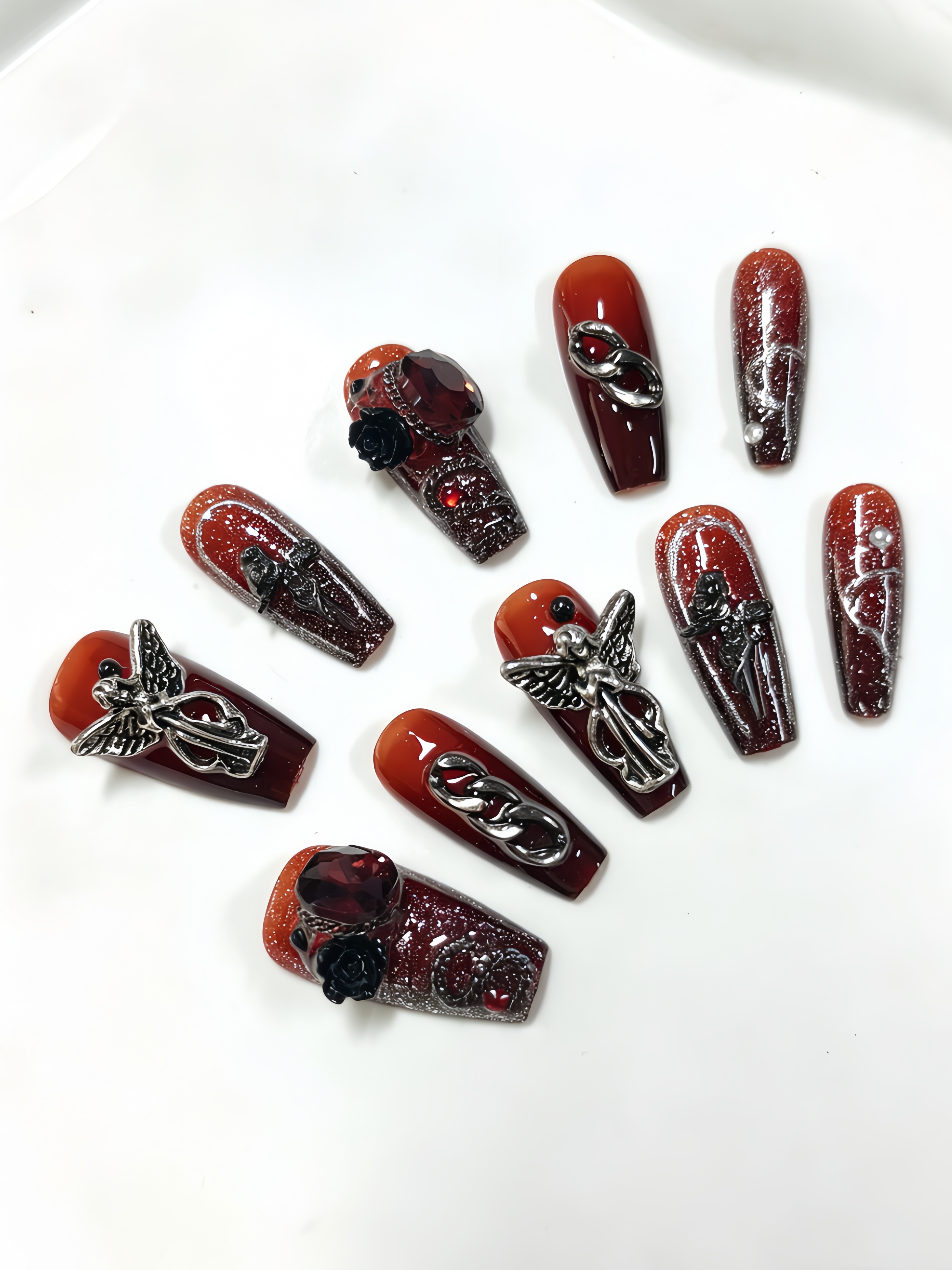 10 Medium-Sized Trapezoidal Pr - Nail Art Gothic reseña y precio