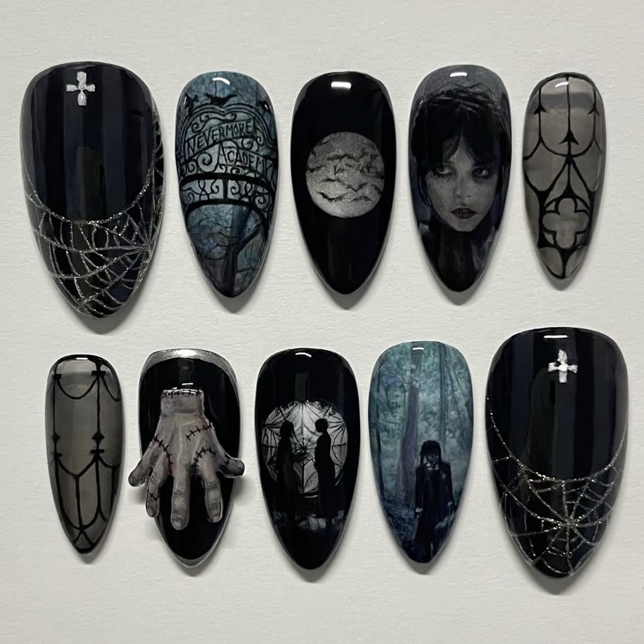 24pcs Dark Gothic Punk Fake Na - Nail Art Gothic reseña y precio