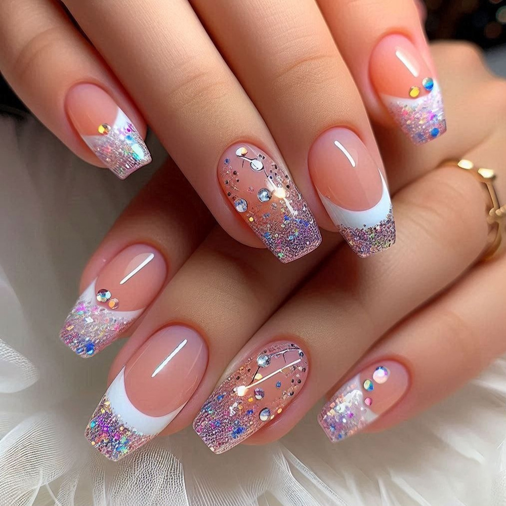 24pcs/set Short Medium fake na - Nail Art Gliter reseña y precio