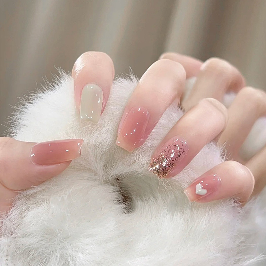 24pcs/set Short Medium fake na - Nail Art Gliter reseña y precio