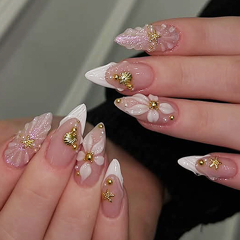 24pcs Finished Almond Press on - Nail Art Pink reseña y precio