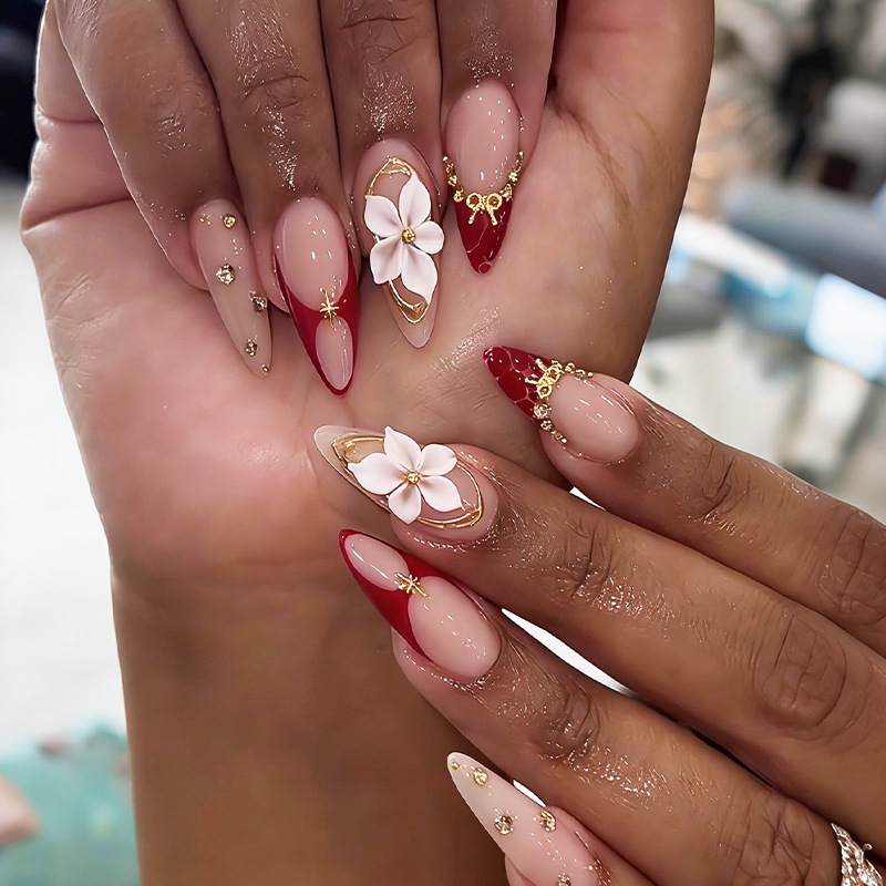 24pcs Finished Almond Press on - Nail Art Pink reseña y precio