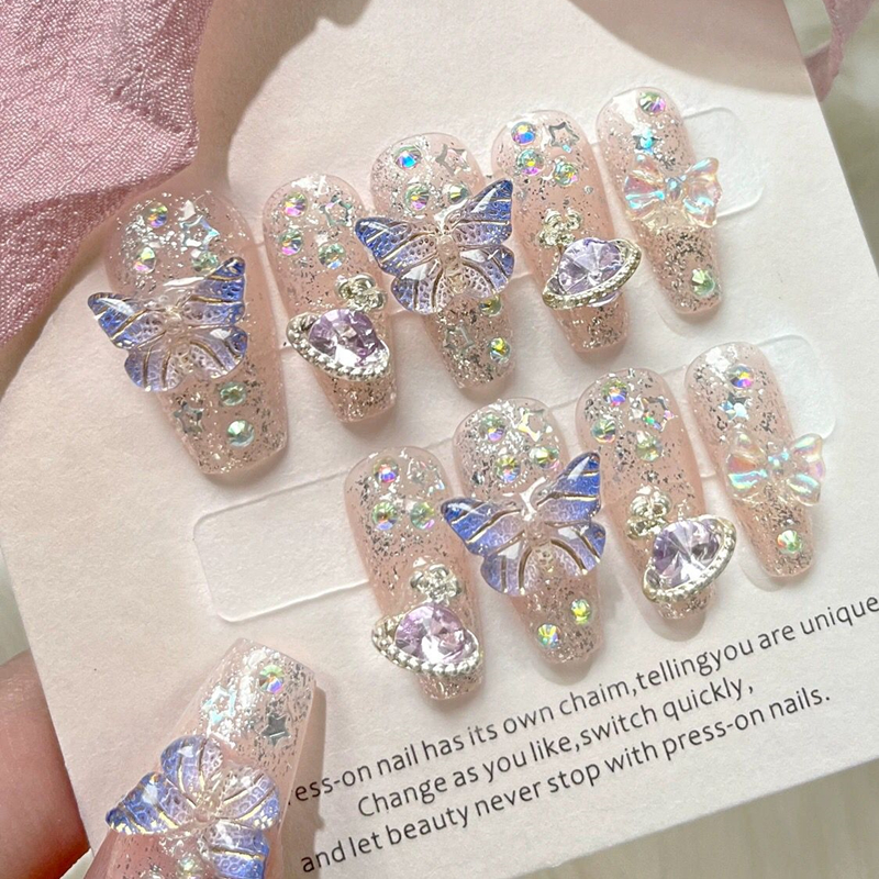 10Pcs Handmade Press On Nails  - Nail Art Xs reseña y precio
