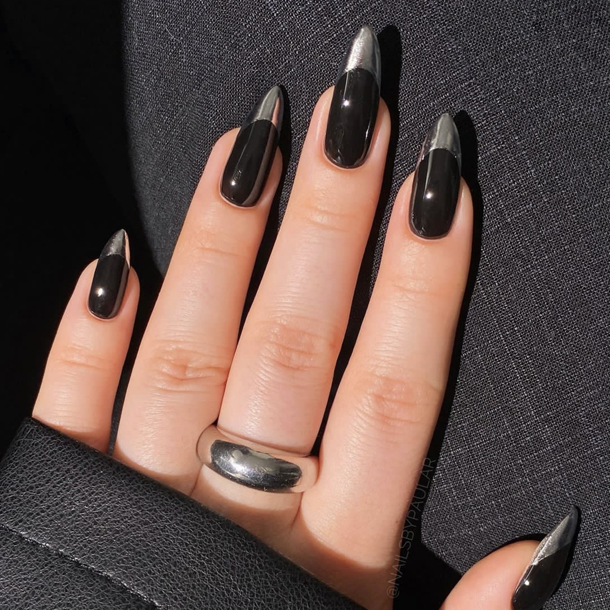 24pcs Glossy Black Fake Nails  - Nail Art Full Color reseña y precio