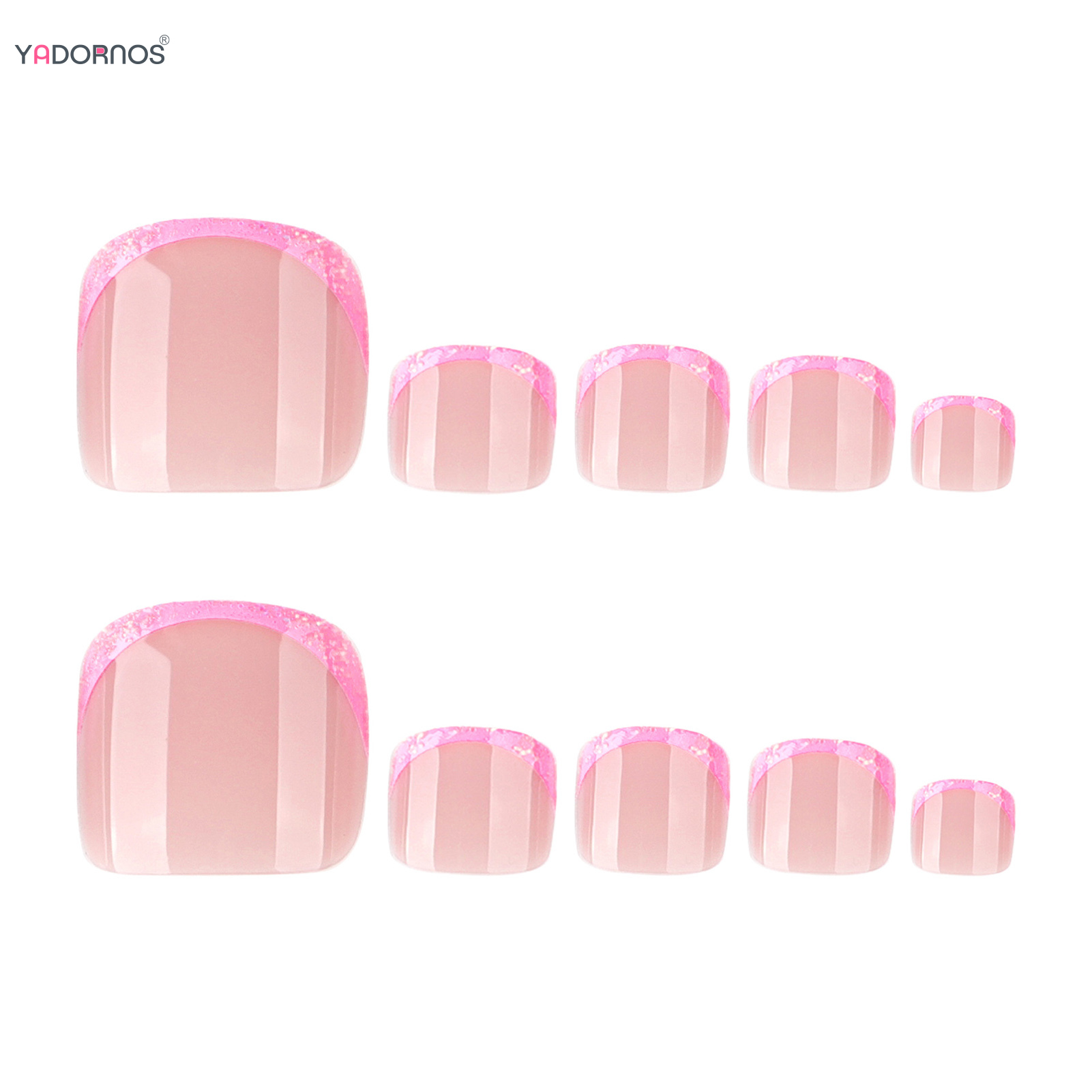 Pink French Tips Fake Toenails - Nail Art Gliter reseña y precio