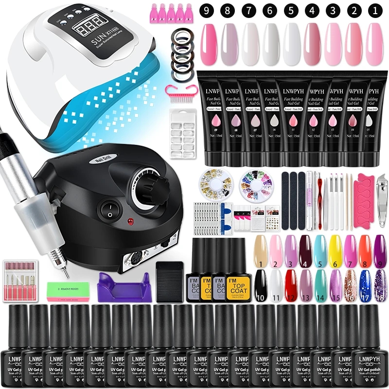 Gel Nail Polish Set Poly Nail  - Nail Art Full Color reseña y precio