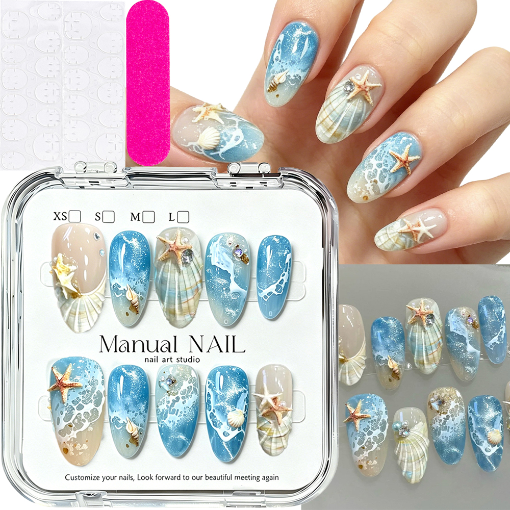 10pcs Ocean Wave Beach Press O - Nail Art Xs reseña y precio