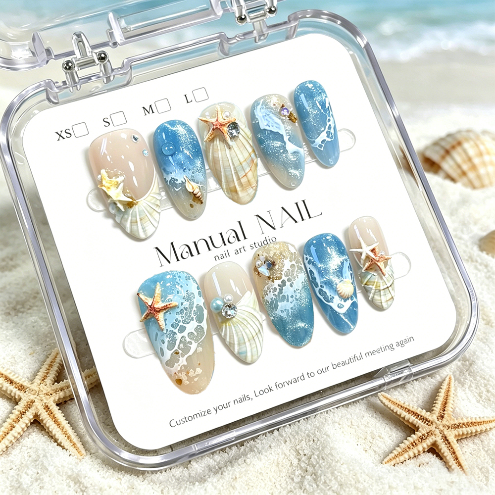 10pcs Ocean Wave Beach Press O - Nail Art Xs reseña y precio